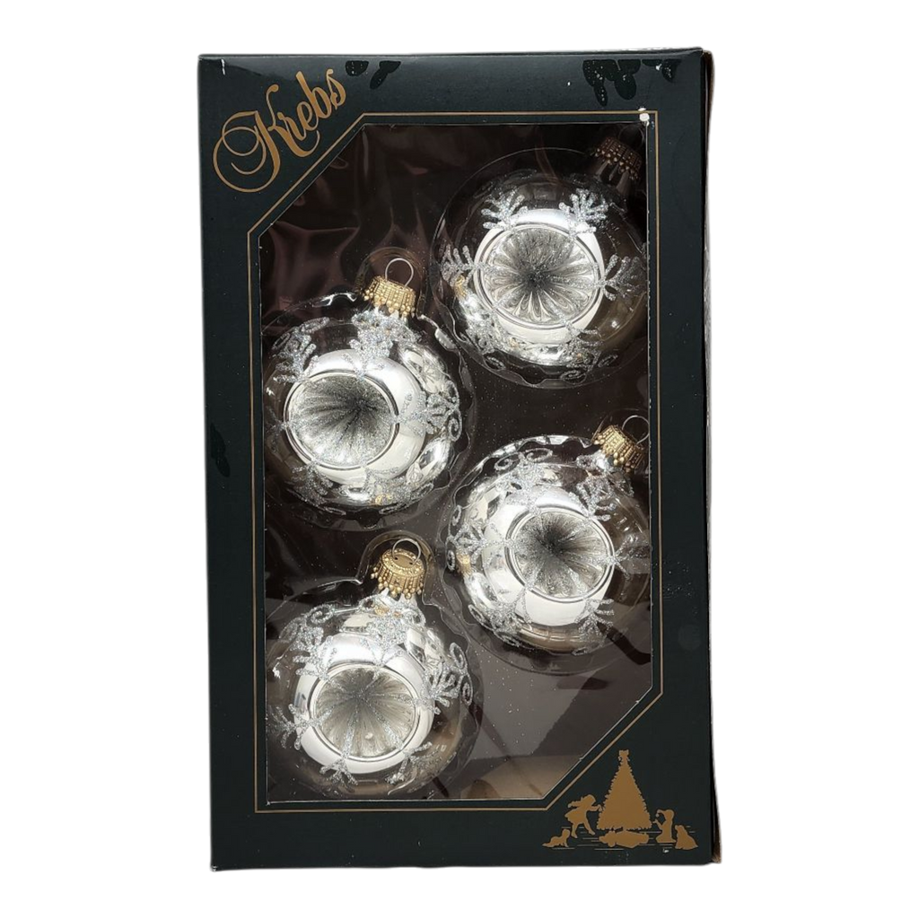 Krebs Value Glass Ornament 4 pack - Frosted Elegant Reflector