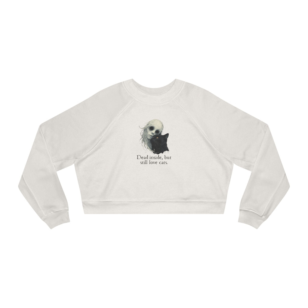 Dead Inside Cat-Lover Cropped Fleece Pullover