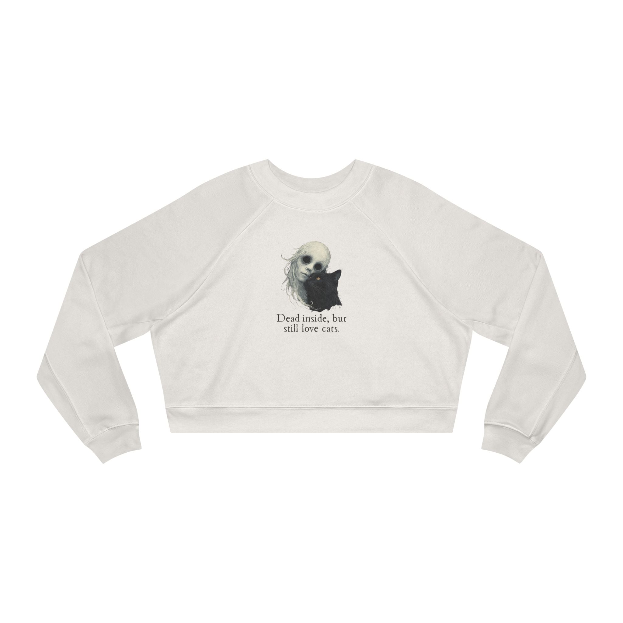 Dead Inside Cat-Lover Cropped Fleece Pullover