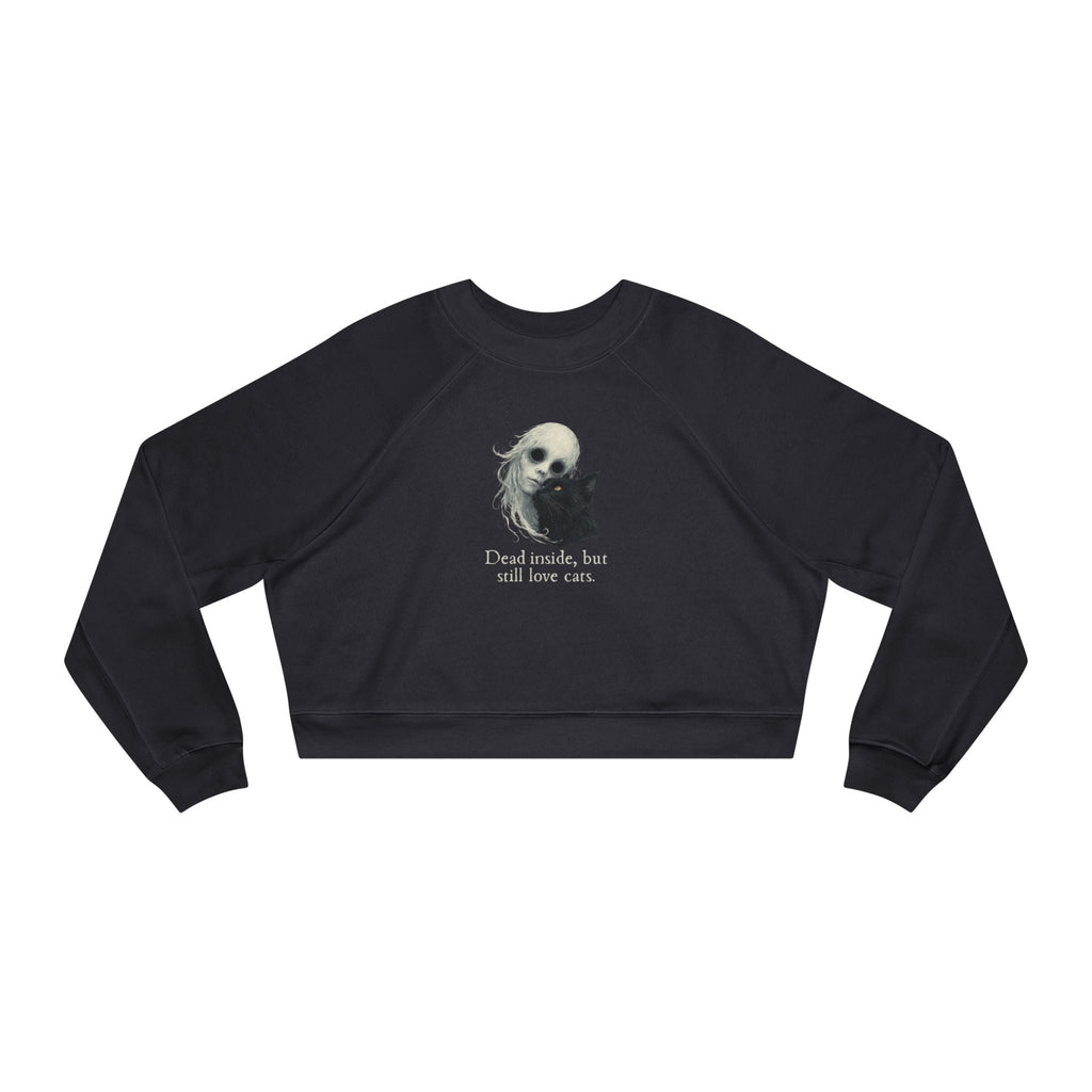 Dead Inside Cat-Lover Cropped Fleece Pullover