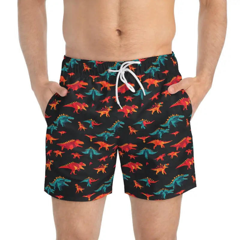 Ocean State Styles Dinosaur Print Swim Trunks Unisex