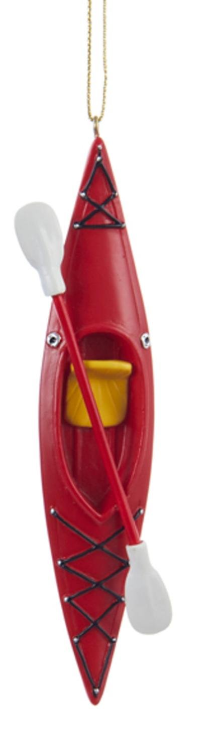 Resin 5 Inch Kayak Ornament - Red