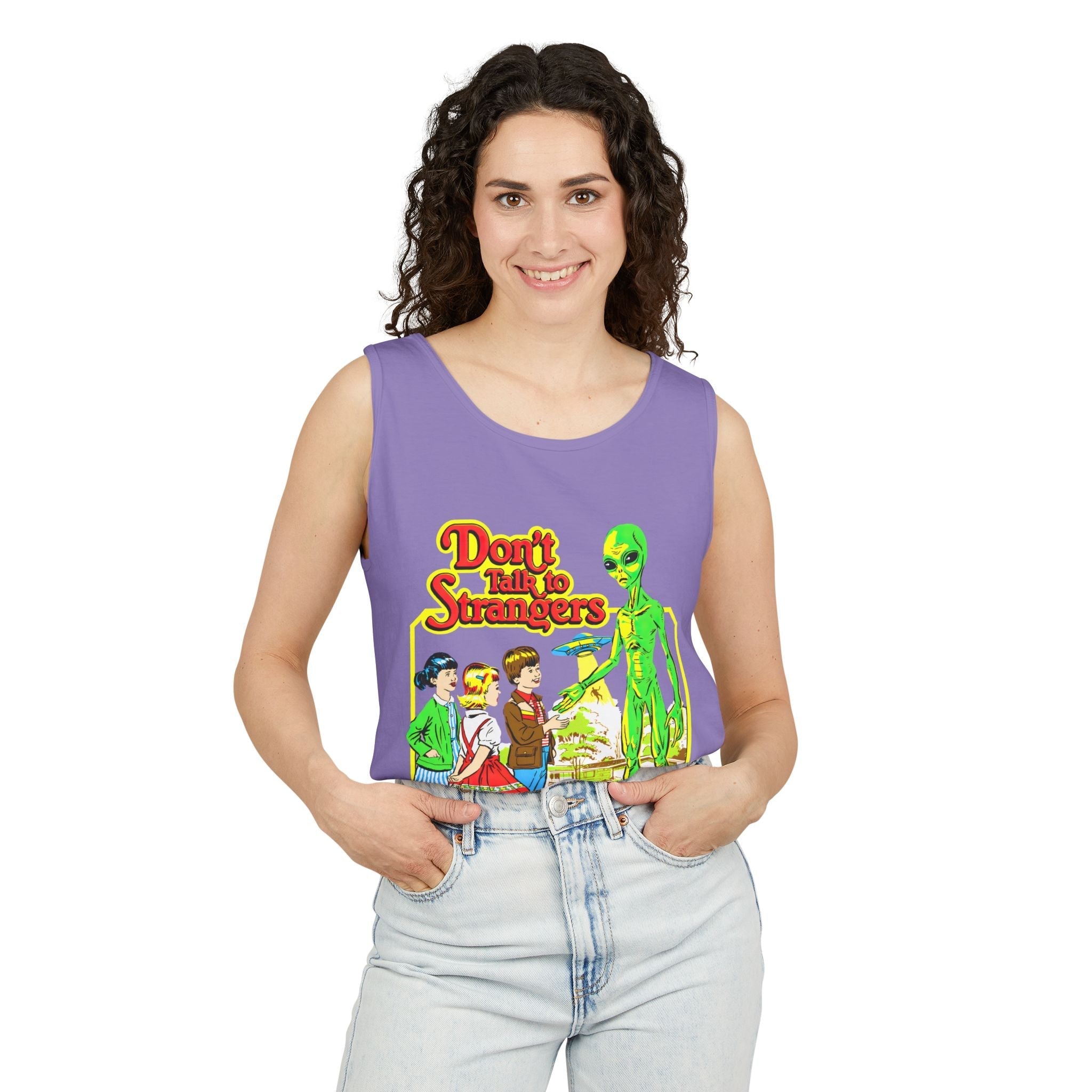Don't Talk to Strangers Alien Unisex Tank Top