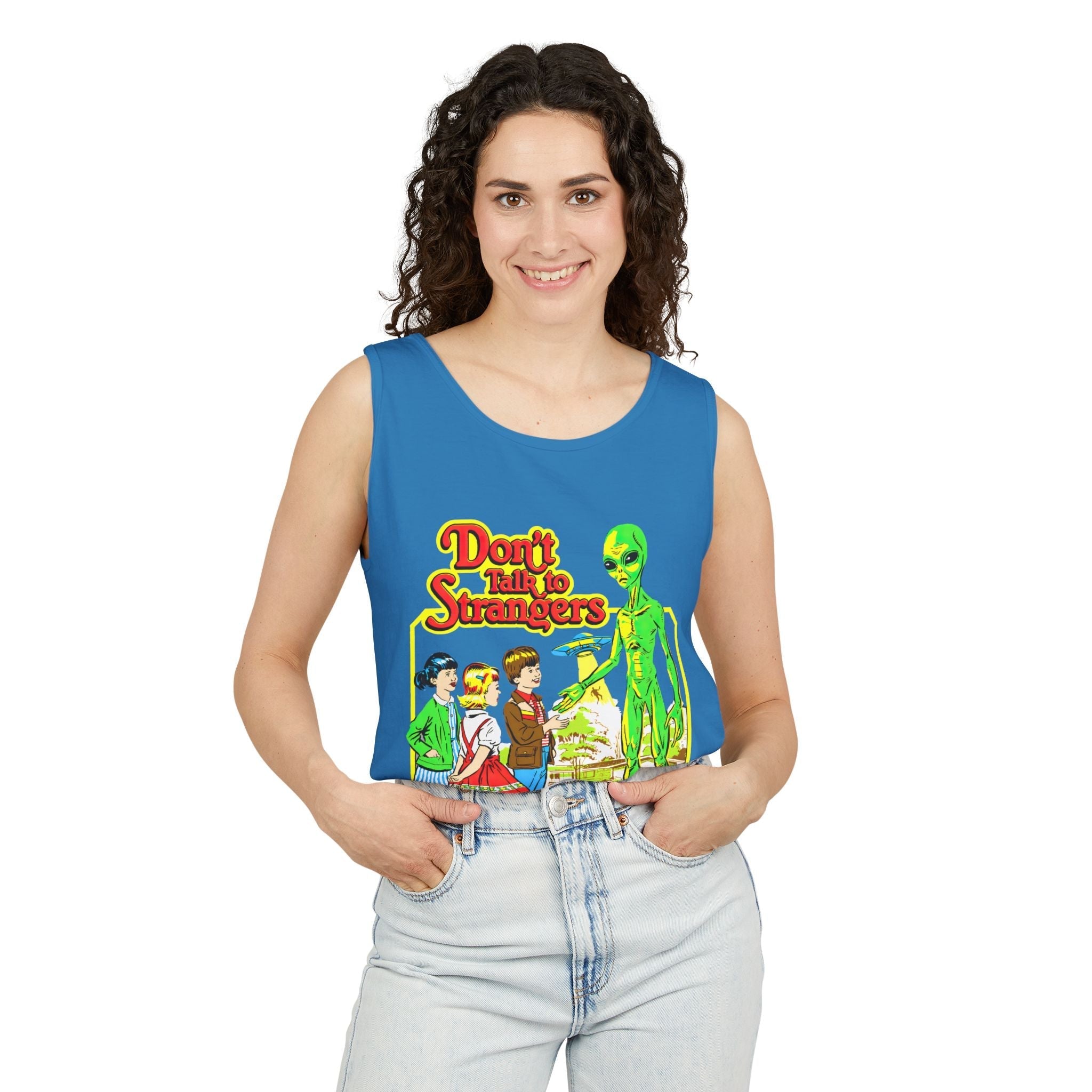 Don't Talk to Strangers Alien Unisex Tank Top