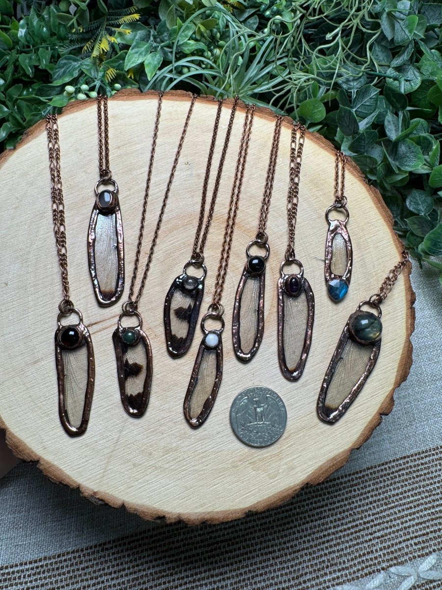 Dragonfly Wing and Rose Quartz Necklace