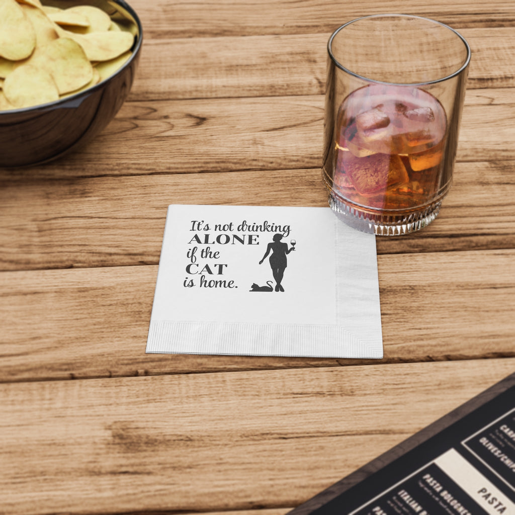 Drinking Alone White Coined Napkins