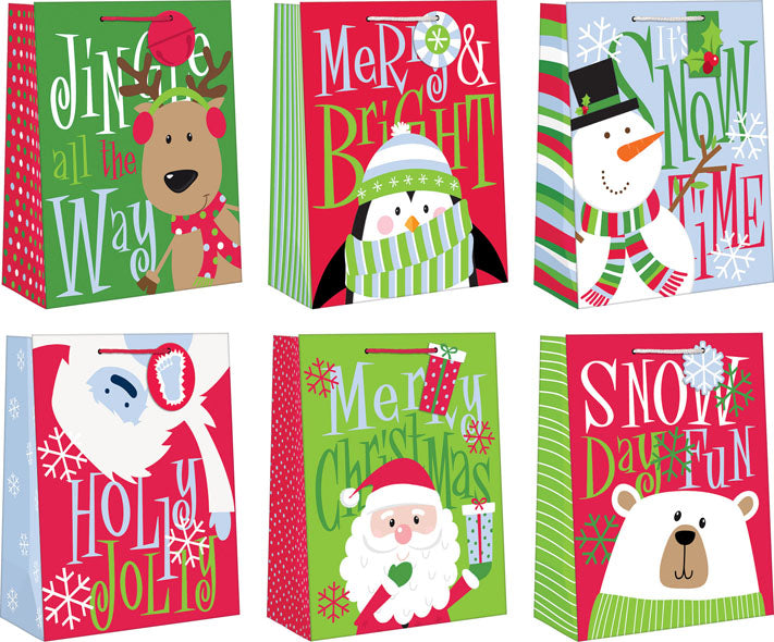 Medium Sized Juvenile Giftbag - Holly Jolly