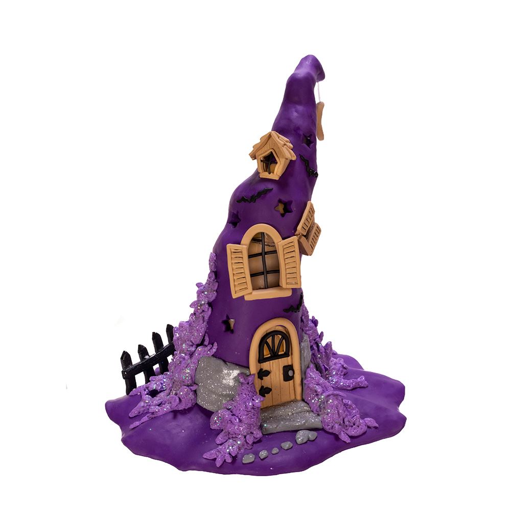 Purple LED Witch Hat Table Piece
