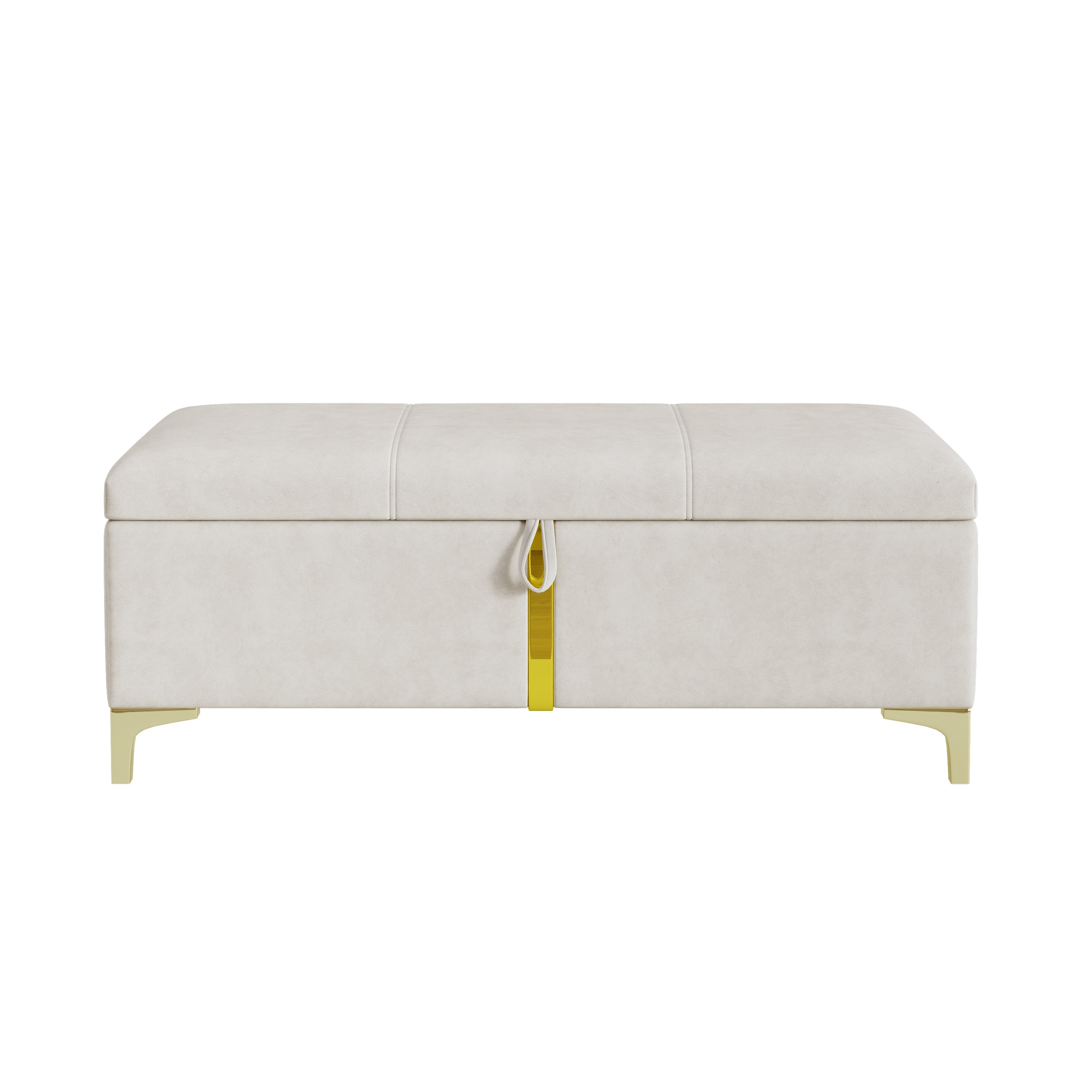 2-Pieces Bedroom Sets,Queen Size Upholstered Platform Bed with Hydraulic Storage System,Storage Ottoman with Metal Legs,Beige(Old SKU:N733S207778A)