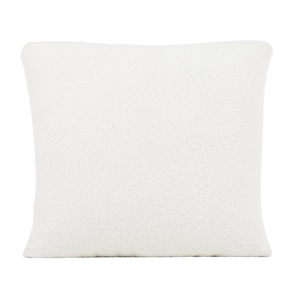 Modern Teddy Fabric Accent Chair - Mid-Century Upholstered Armchair with Pillow and Wood Legs for Living Room, Bedroom, or Reception Room - White