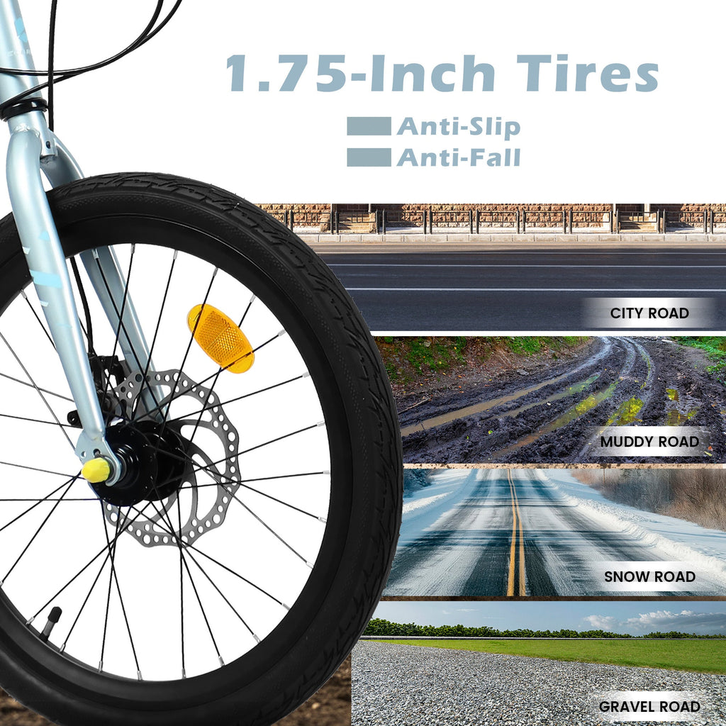 A20183 Kids Bike for 6-12 Years Old, 20 Inch Children's Bicycle for Boys Girls, 7-Speed Steel Frame, , Dual Disc Brakes, 20x1.75 Inch Tires Road Bike, 4 Color Options