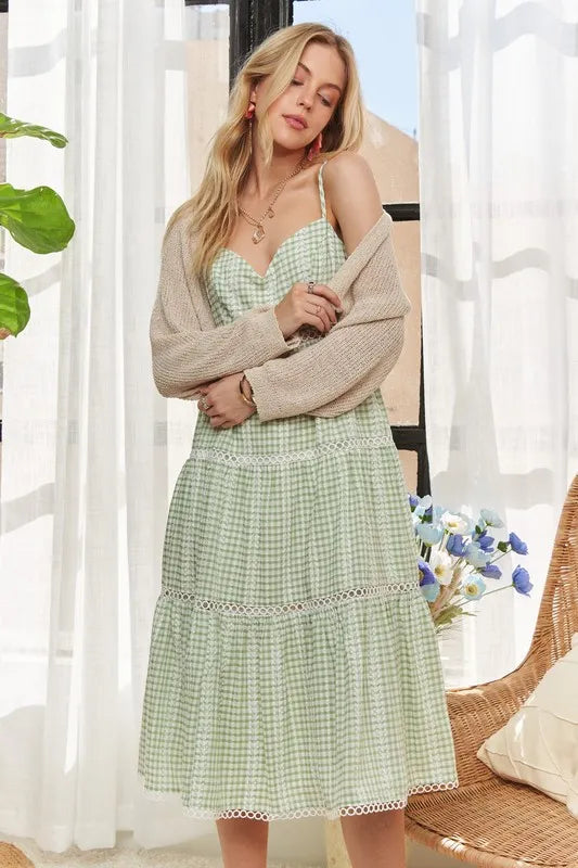 ADORA Gingham Detail Washed Dress