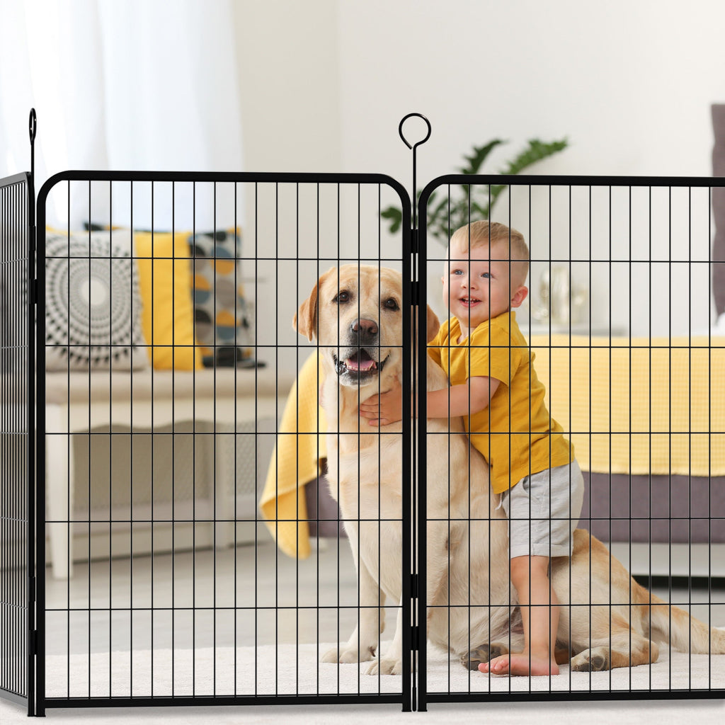 16 Panels Heavy Duty Metal Playpen with Self-Locking Gate, Extra Tall 40' Dog Fence Pet Exercise Pen for Outdoor and Indoor-Easy Setup Exercise Pen for Large Dogs