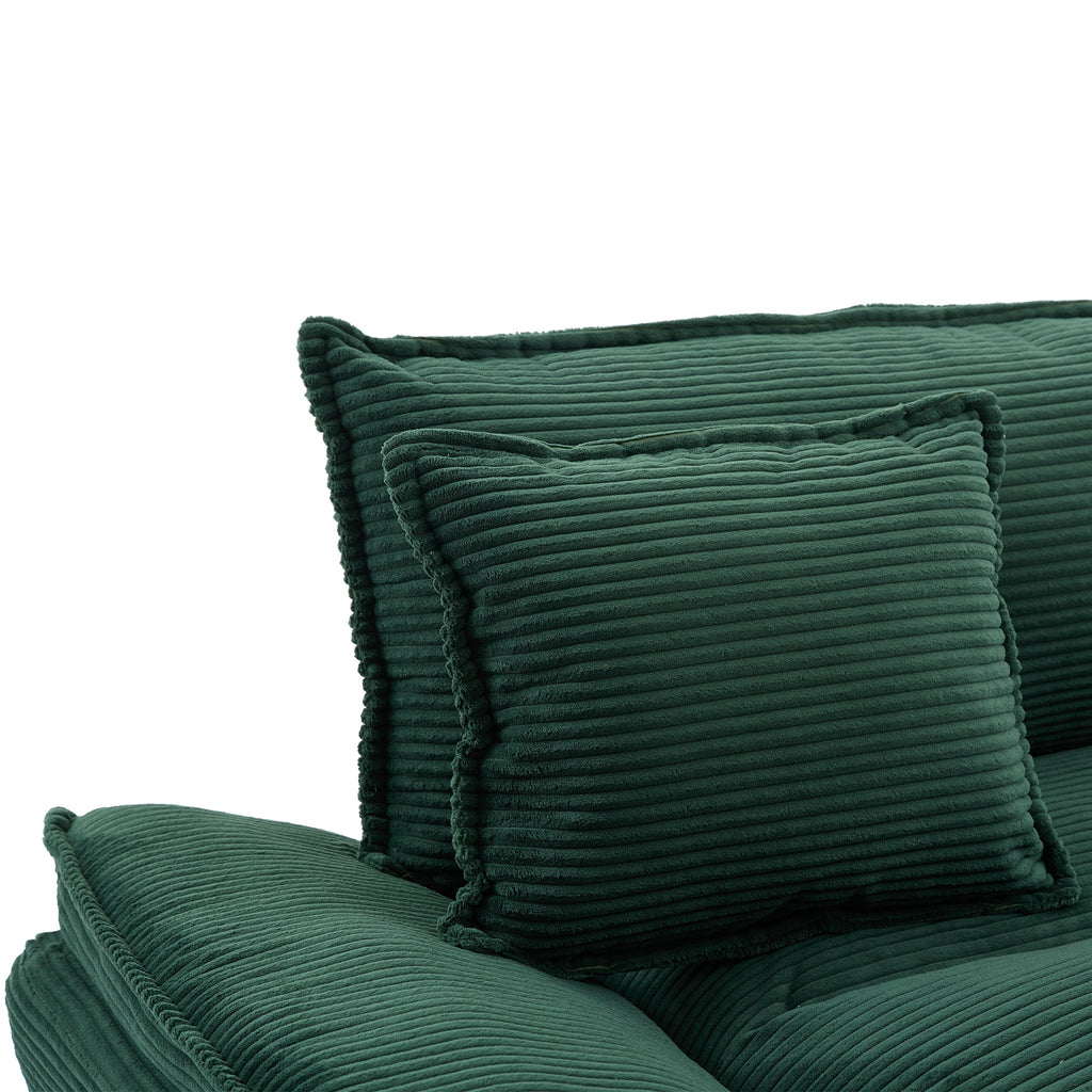 Corduroy Sofa Sleeper Couch Loveseat Sofa with Pillows Comfy Upholstered Deep Seat Sofa for Bedroom,Living Room,Apartment,Office,Dorm-Green Corduroy