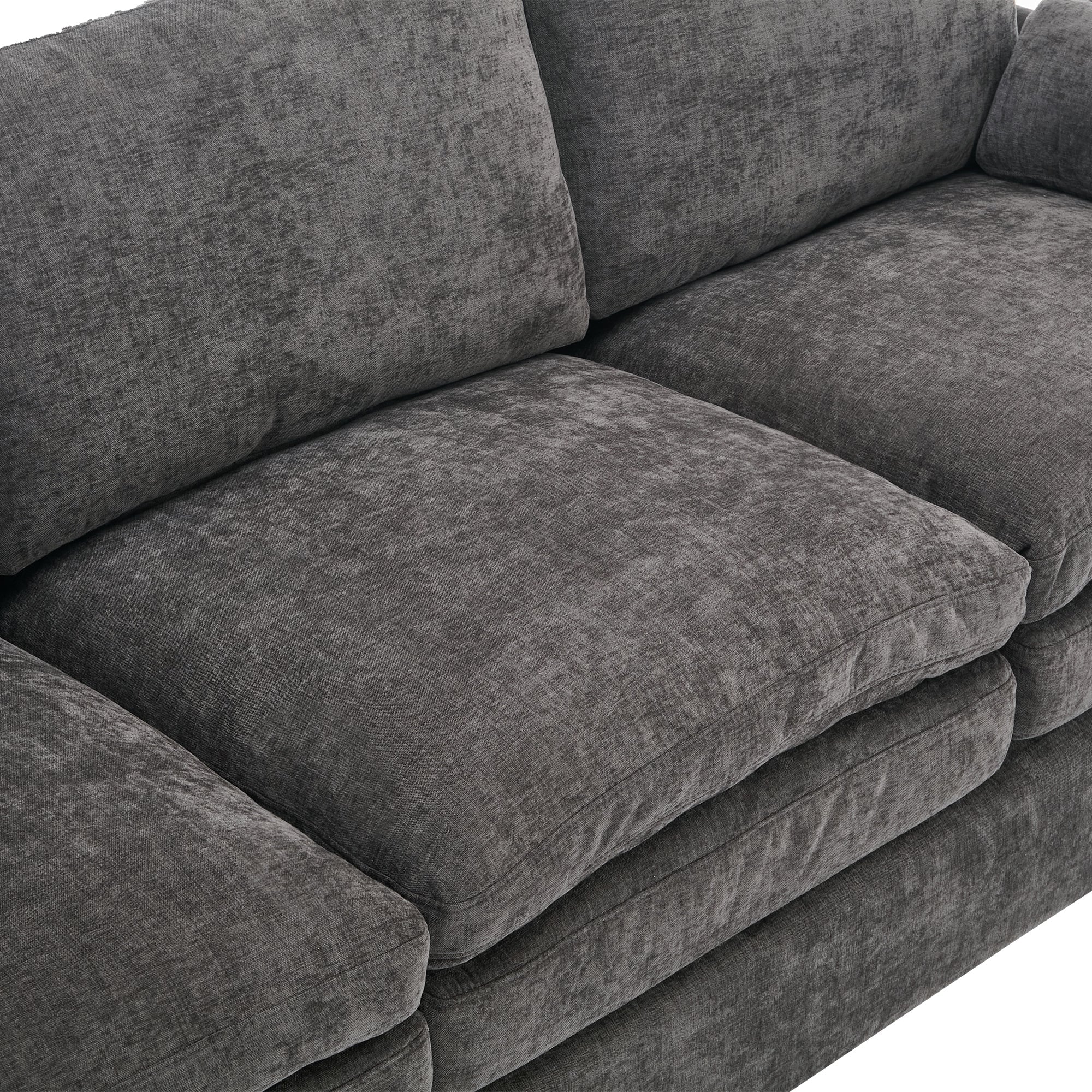 89'  Cozy Upholstered 3-seater Sofa Oversized Comfy Cloud Sofa Double Cushion 3-seater Sofa Plush Cushion Sofa Couch for Living Room, Grey