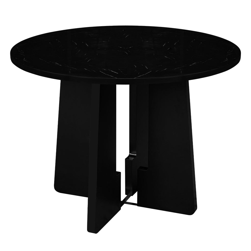 5-Piece Round Dining Table set, 43-Inch Modern Dining Table and 4 Upholstered Chairs for Dining Room, Kitchen Room, Living Room, Easy Assembly
