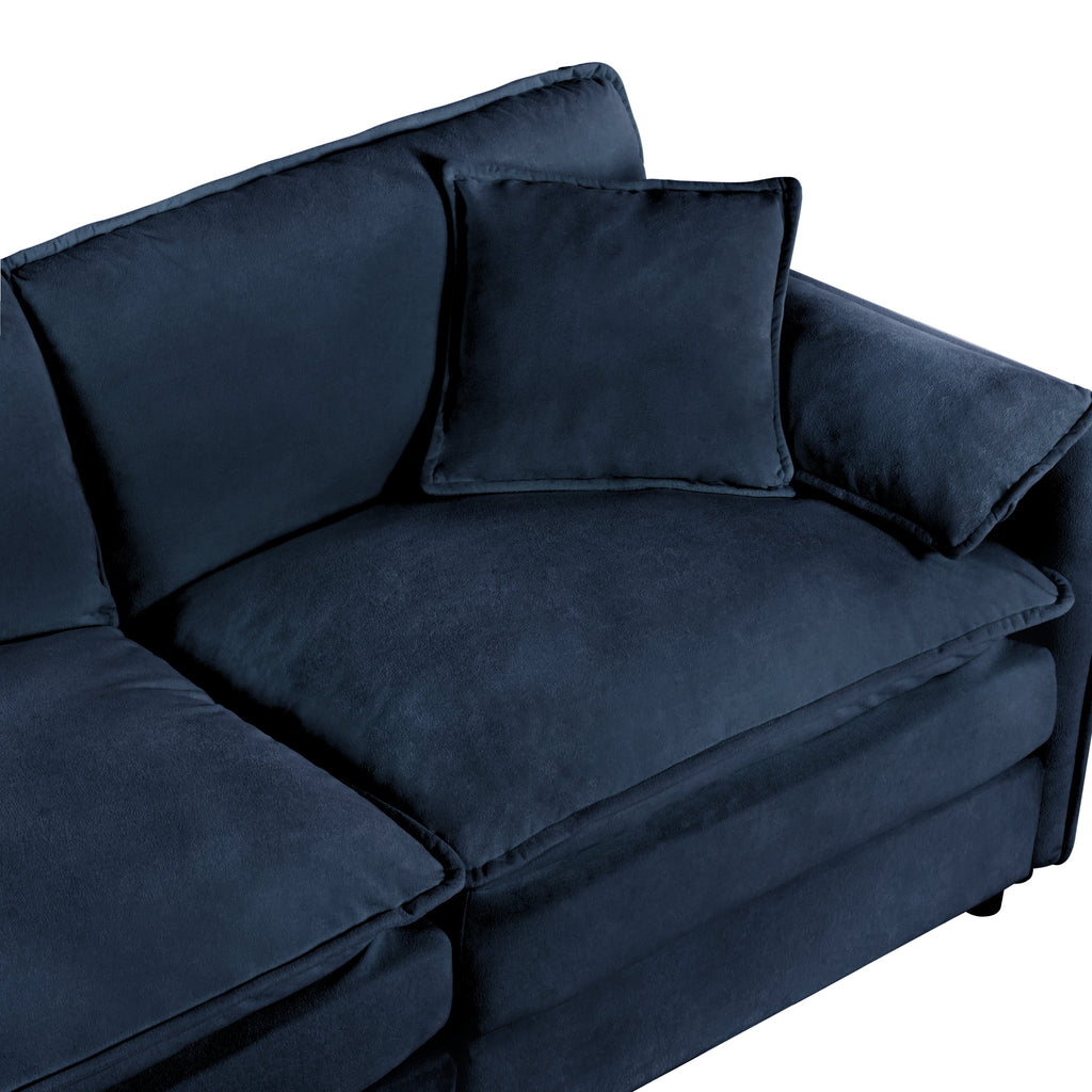 Modular Sectional Sofa, Oversized Deep Seat L Shaped Couch Set for Living Room, 3-Seater Comfy Cloud Couches with Movable Ottoman, DIY Combination, Chenille,Blue