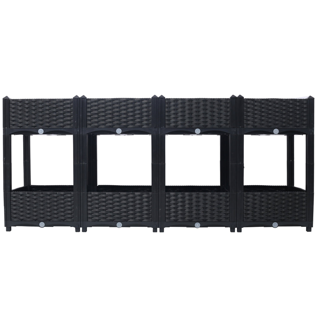 Planter Raised Beds - Elevated Planter Garden Box with Drainage Plug Raised Garden Beds for Vegetable/Flower/Herb Outdoor Standing Planter Beds Gardening Kit,Black,63'x15.7'x27.7'