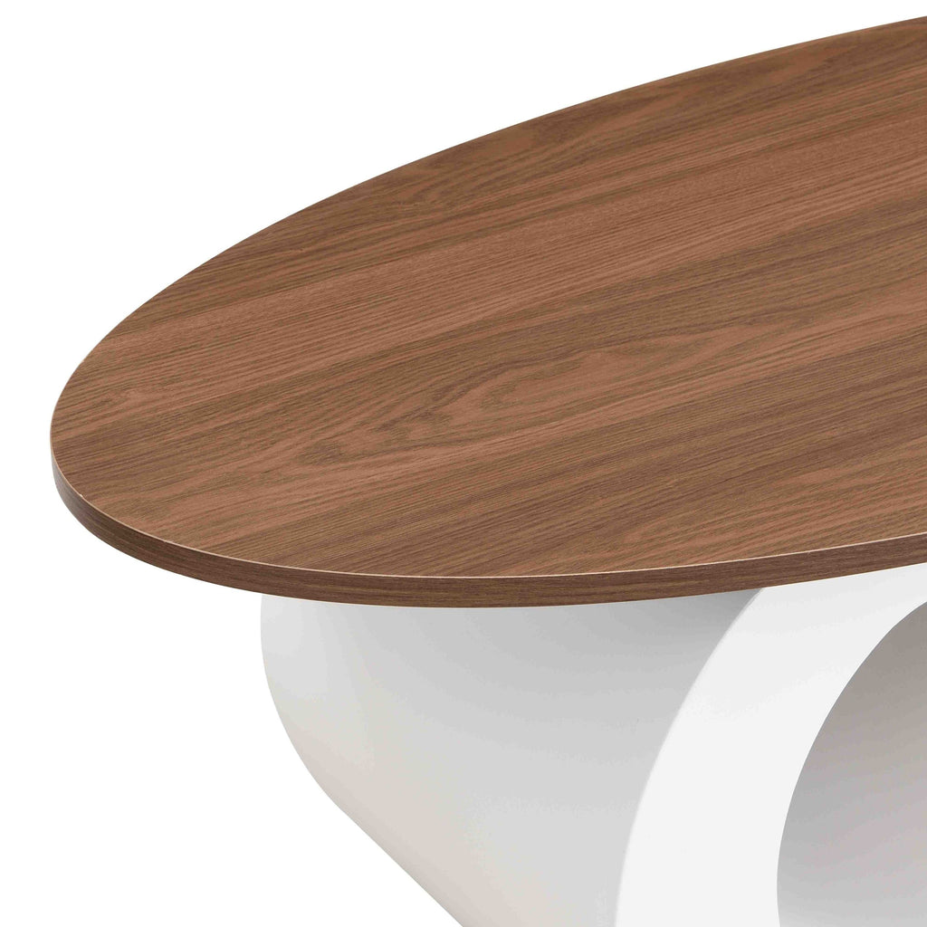 White Nesting Coffee Table Set of 2, Oral and Round Coffee Table Set, Table for Living Room, Large 47.24'', Small 19.69''