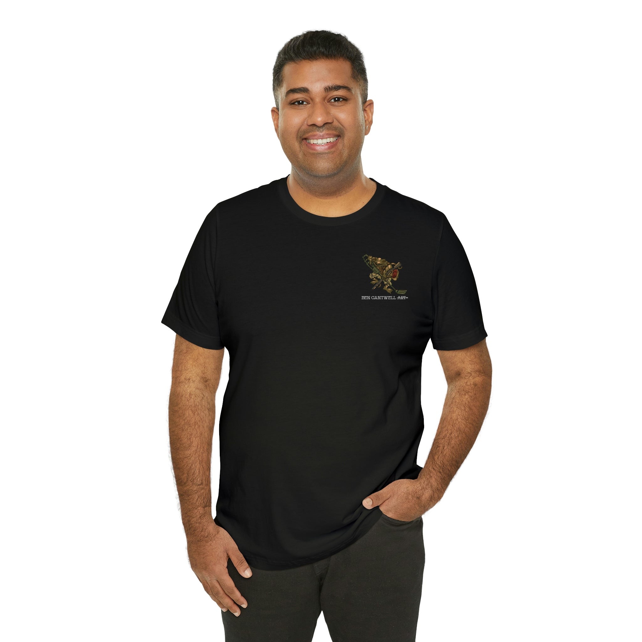 Metal Detector and Shotgun Engineer Frog - Front Print - Short Sleeve Tee