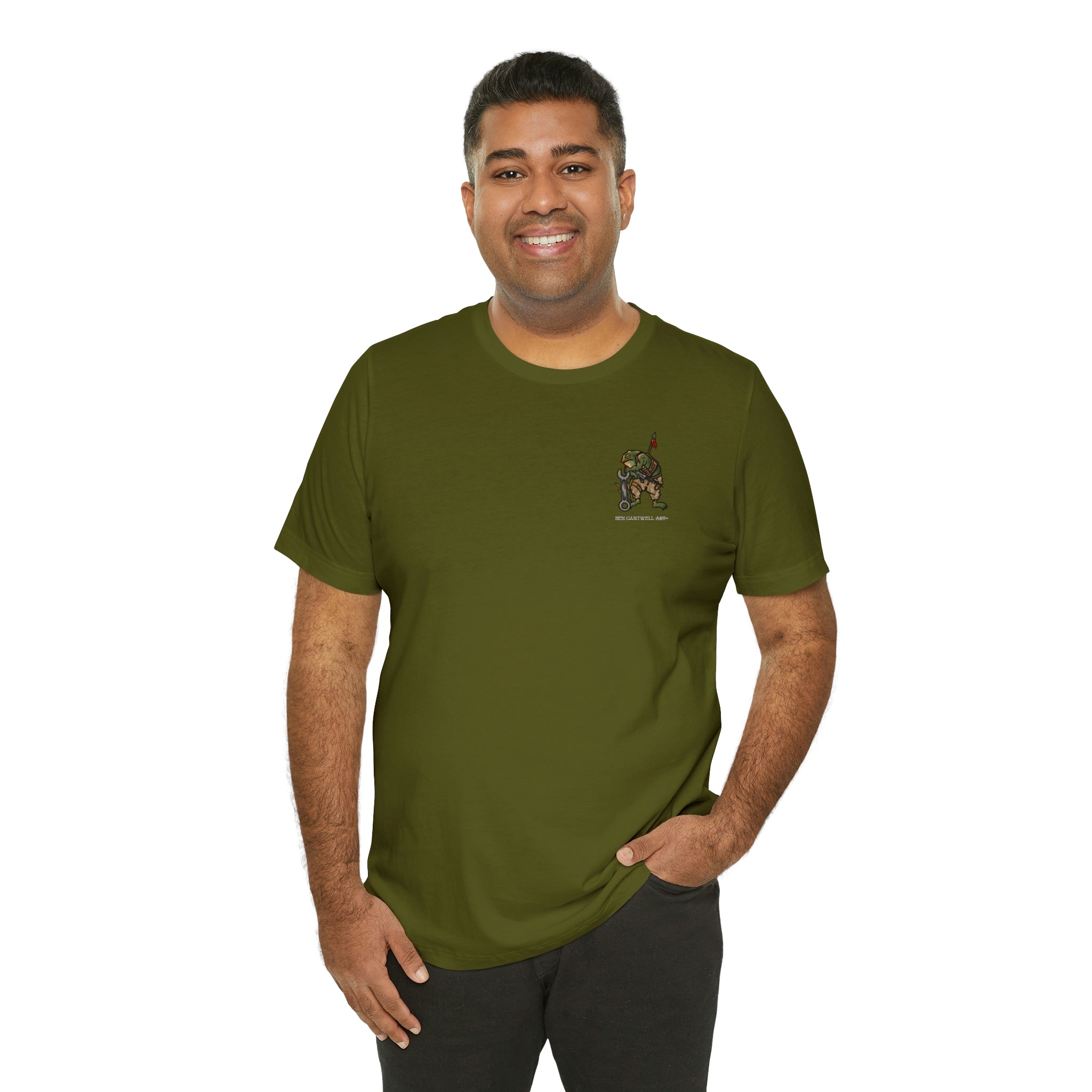 Mechanic Frog With Wrench and M4 - Front Print - Black Text