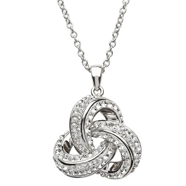 Sterling Silver Trinity Necklace With SW Crystals