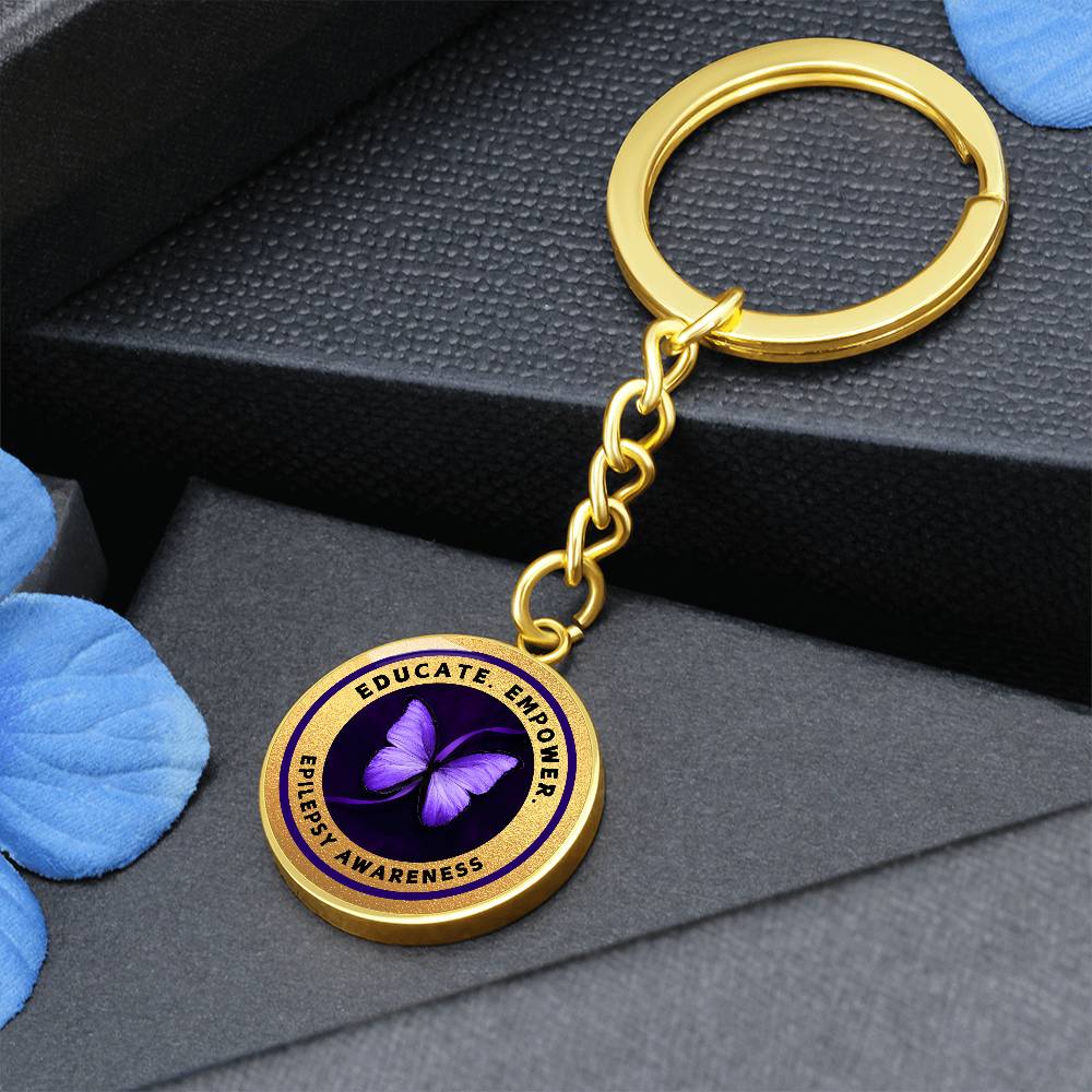 Educate, Empower: Epilepsy Awareness Keychain in Gold