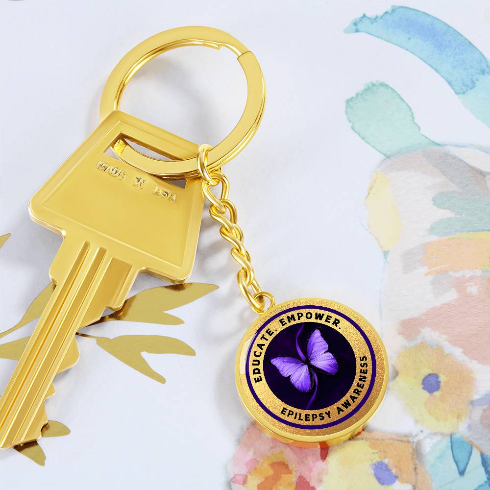 Educate, Empower: Epilepsy Awareness Keychain in Gold