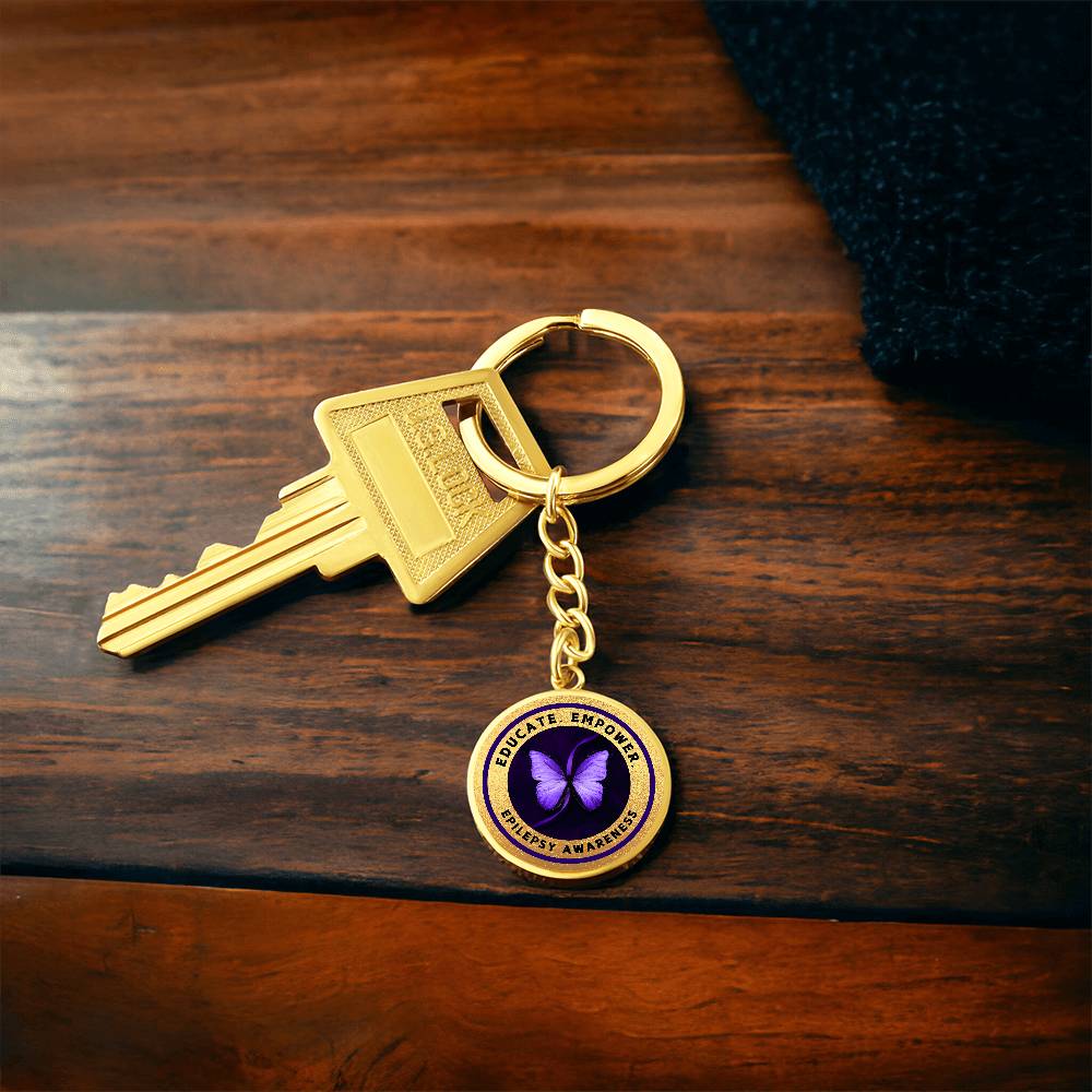 Educate, Empower: Epilepsy Awareness Keychain in Gold