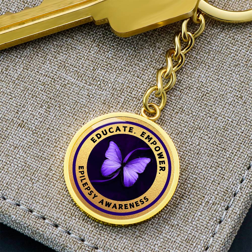 Educate, Empower: Epilepsy Awareness Keychain in Gold