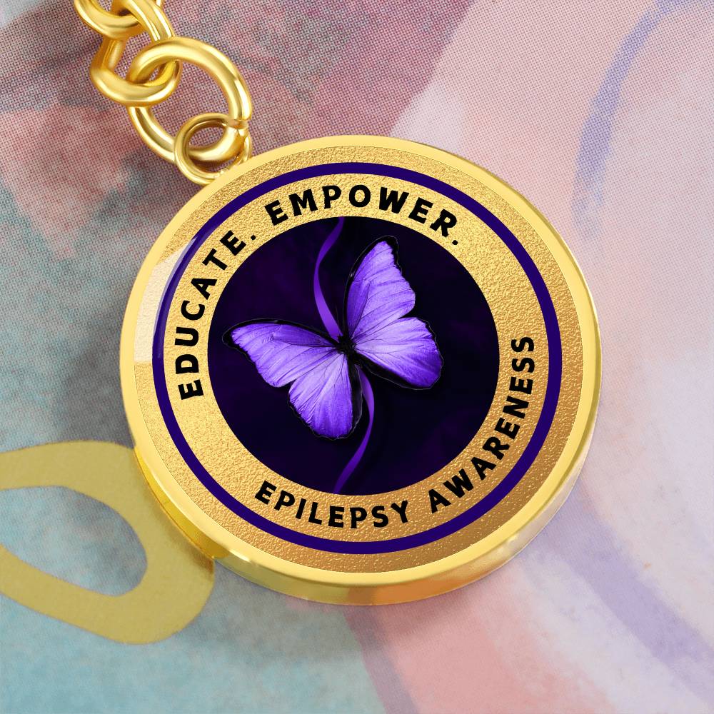 Educate, Empower: Epilepsy Awareness Keychain in Gold