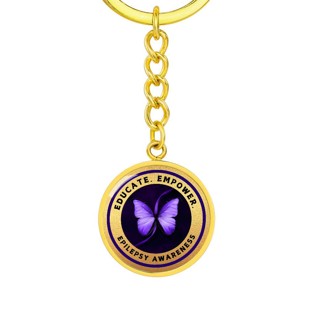 Educate, Empower: Epilepsy Awareness Keychain in Gold