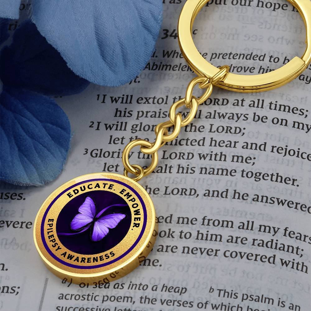 Educate, Empower: Epilepsy Awareness Keychain in Gold