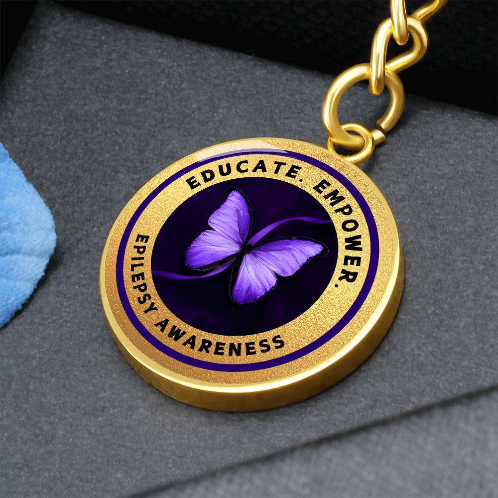 Educate, Empower: Epilepsy Awareness Keychain in Gold