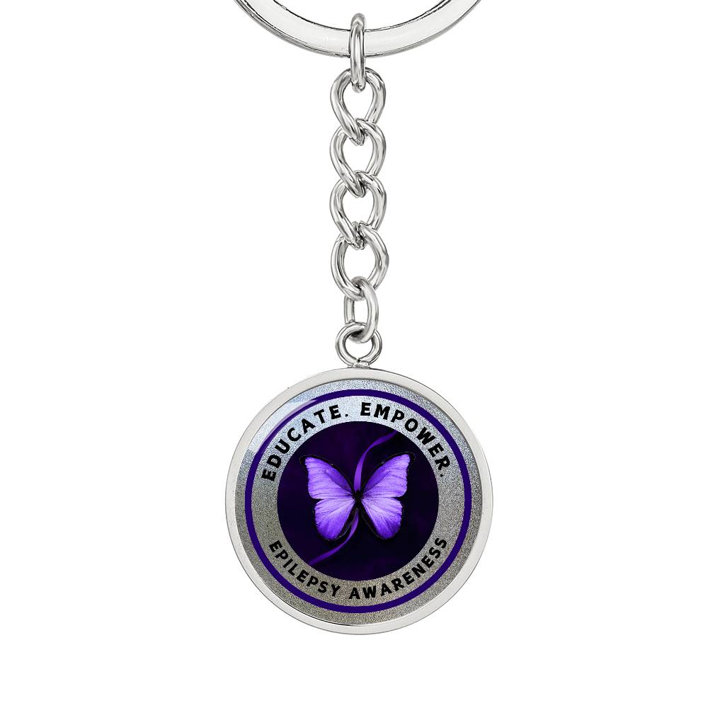 Educate, Empower: Epilepsy Awareness Keychain in Silver