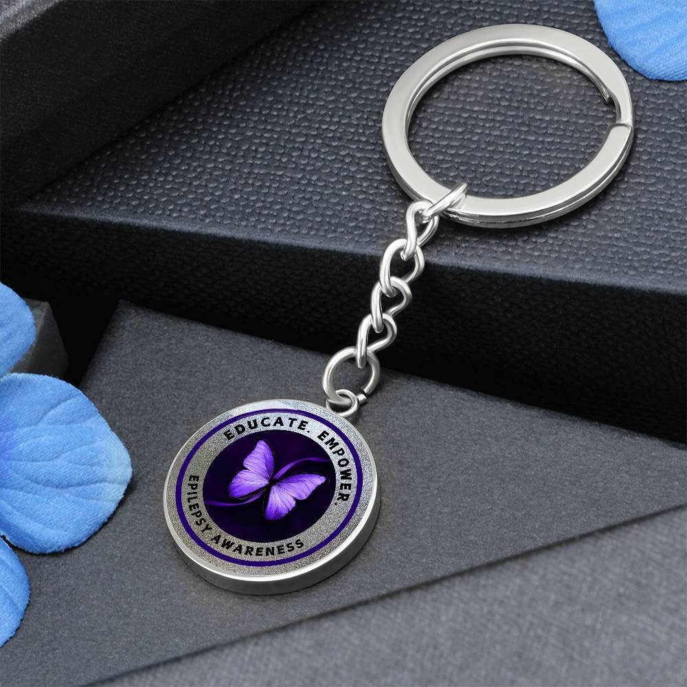 Educate, Empower: Epilepsy Awareness Keychain in Silver