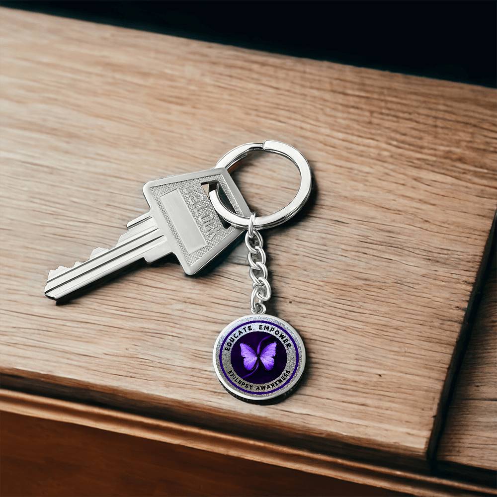 Educate, Empower: Epilepsy Awareness Keychain in Silver