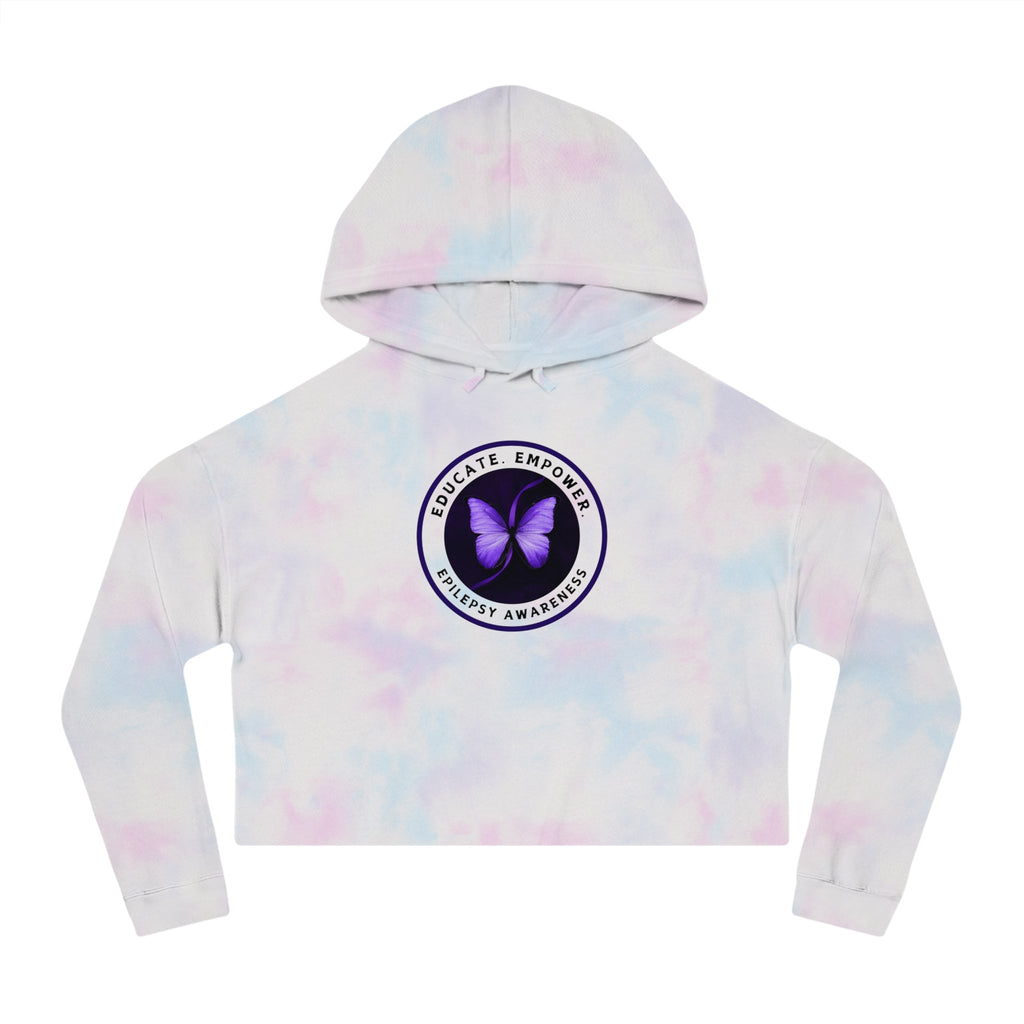 Educate, Empower Epilepsy Awareness Women's Cropped Hooded Sweatshirt