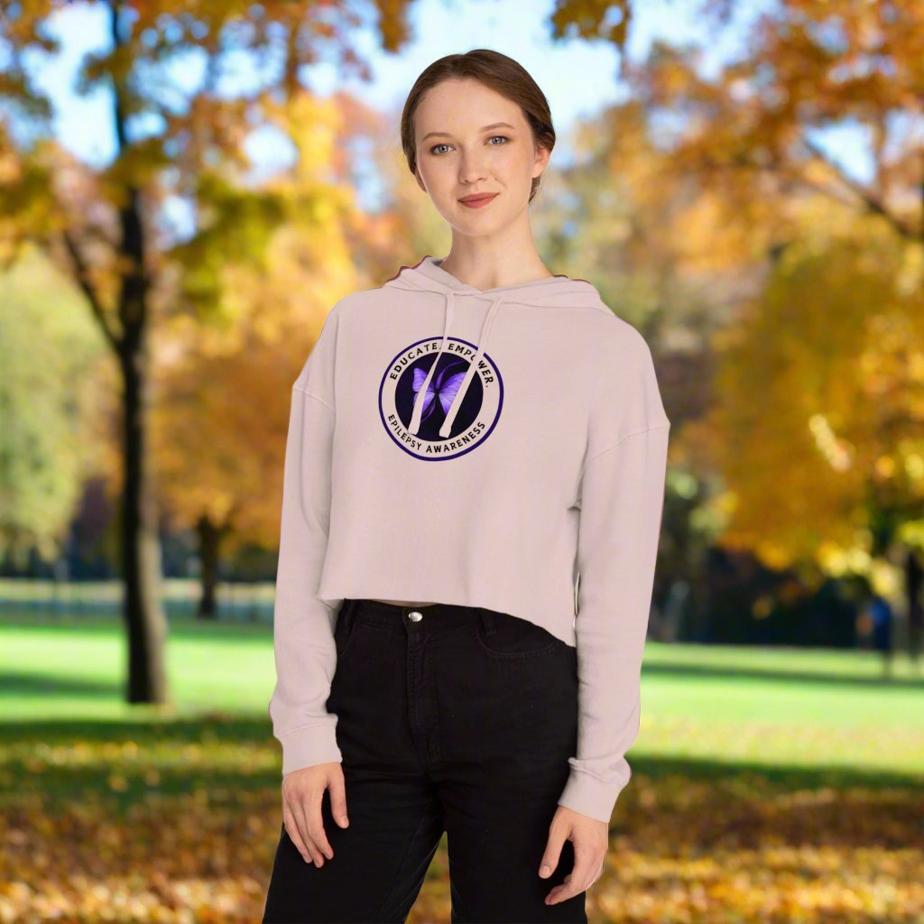 Educate, Empower Epilepsy Awareness Women's Cropped Hooded Sweatshirt