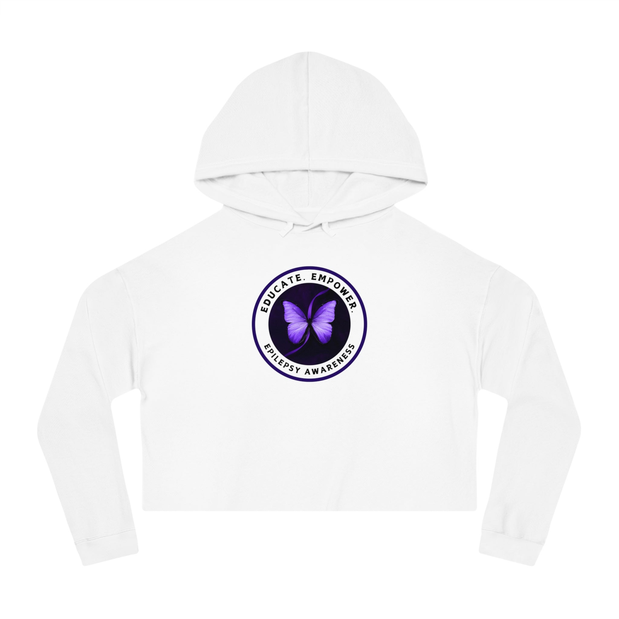 Educate, Empower Epilepsy Awareness Women's Cropped Hooded Sweatshirt