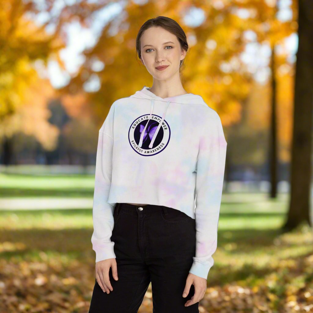 Educate, Empower Epilepsy Awareness Women's Cropped Hooded Sweatshirt