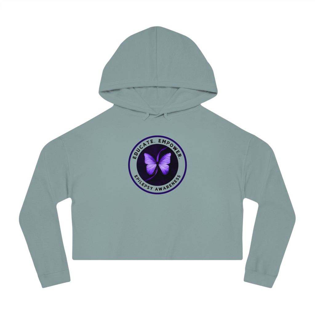 Educate, Empower Epilepsy Awareness Women's Cropped Hooded Sweatshirt