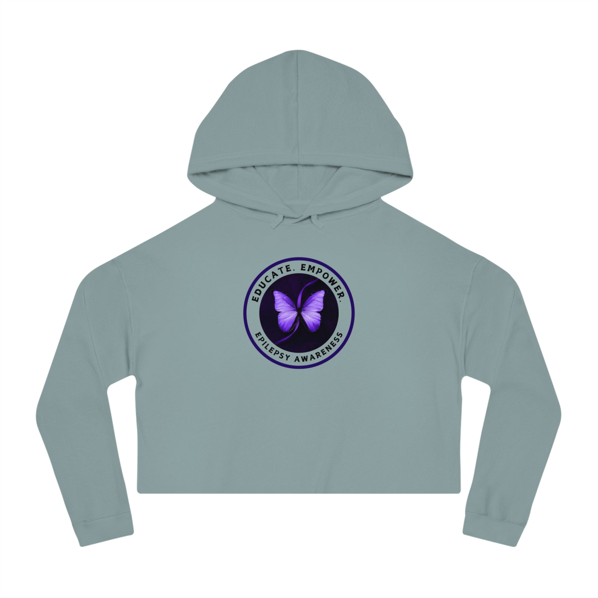 Educate, Empower Epilepsy Awareness Women's Cropped Hooded Sweatshirt