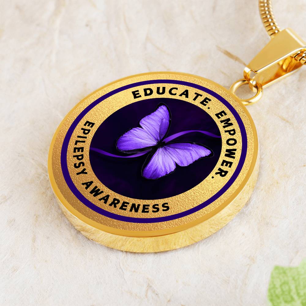 Education, Empower: Epilepsy Awareness Necklace in Gold