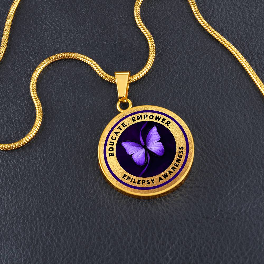Education, Empower: Epilepsy Awareness Necklace in Gold