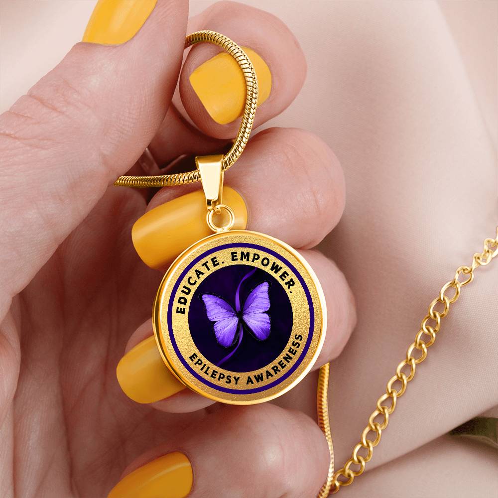 Education, Empower: Epilepsy Awareness Necklace in Gold