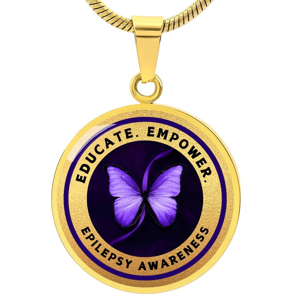Education, Empower: Epilepsy Awareness Necklace in Gold