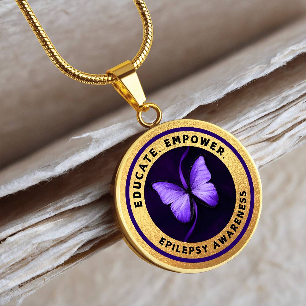 Education, Empower: Epilepsy Awareness Necklace in Gold