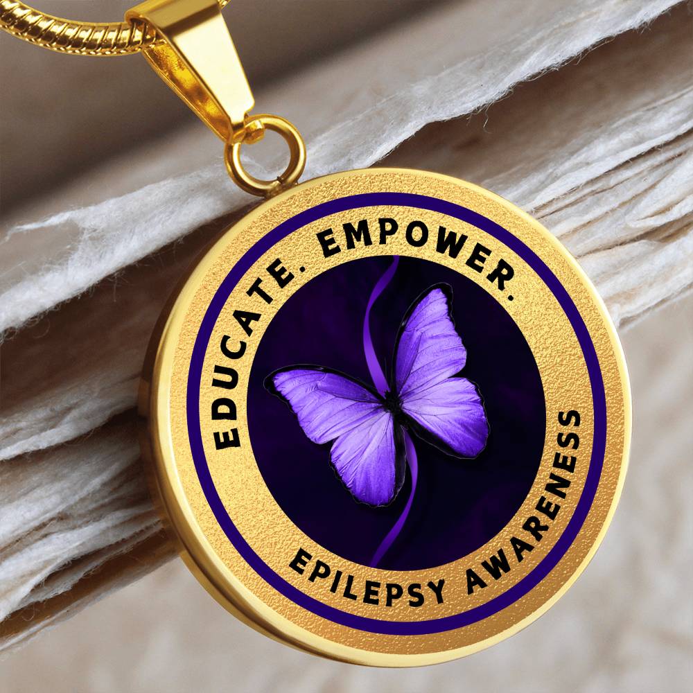 Education, Empower: Epilepsy Awareness Necklace in Gold