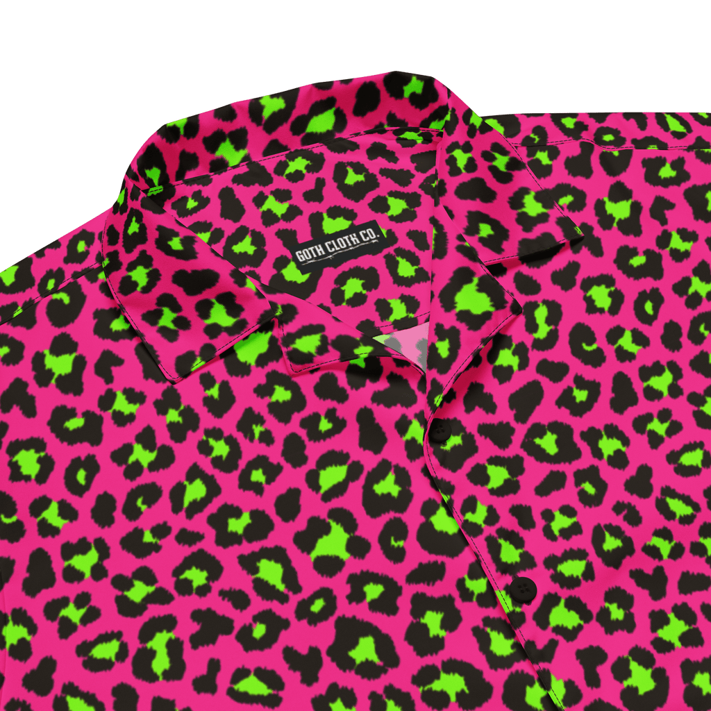 Electric Leopard Print Button-Up Shirt